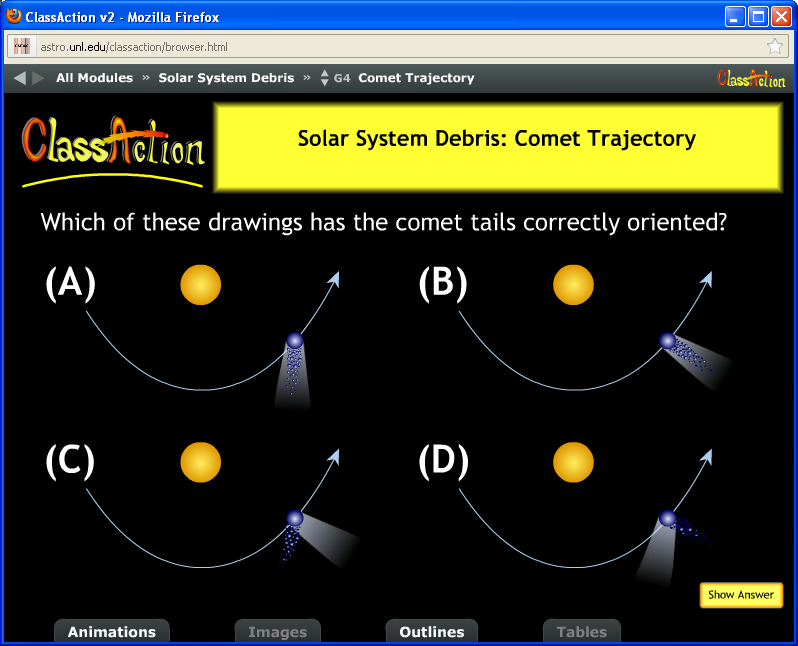 Comet Trajectories concept question from ClassAction